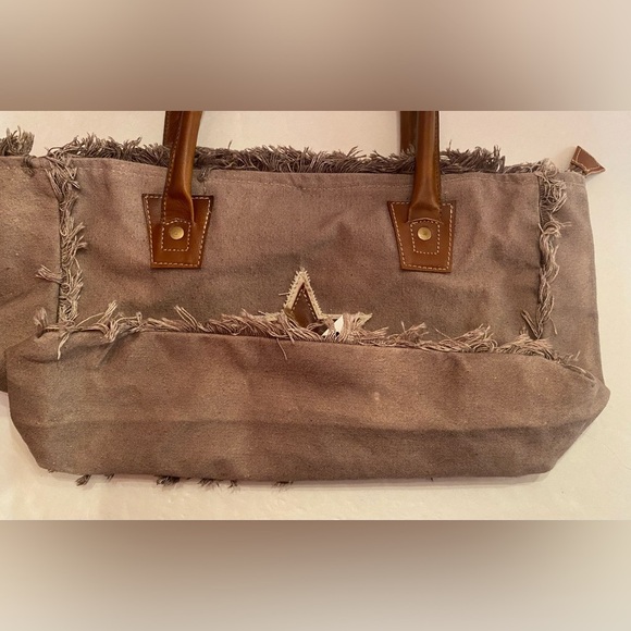 Canvas Tote Bag Star - Small discoloration spot on bottom of bag see pic - Picture 10 of 14